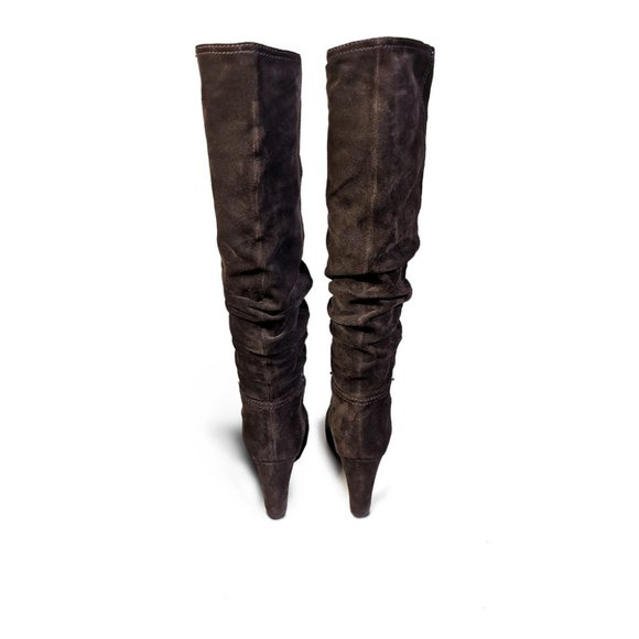 PRADA 36 Prada Sport Tall Brown Suede Wedge Heel Boots Size 6 - Picture 5 of 7